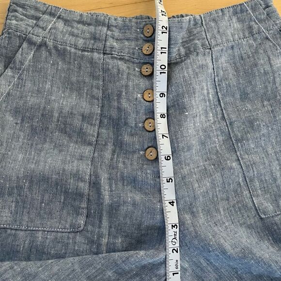MagicLinen Tapered Leg Button Fly Linen Pants in Blue Melange S NWOT - Picture 6 of 12